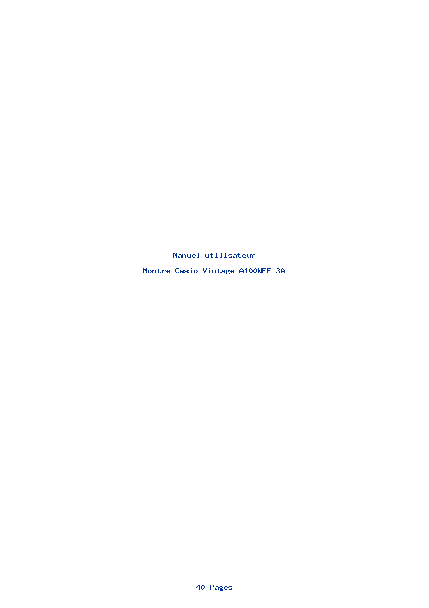 Page 1 de la notice Manuel utilisateur Casio Vintage A100WEF-3A