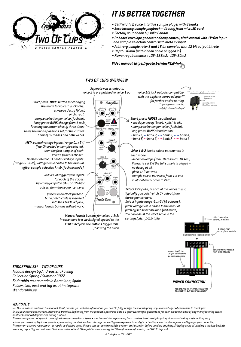 Page 1 de la notice Manuel utilisateur Endorphin.es Two Of Cups