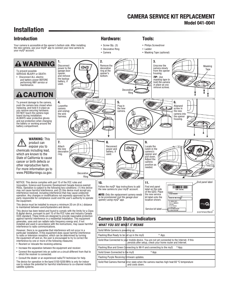 Page 1 de la notice Manuel utilisateur LiftMaster 041-0041