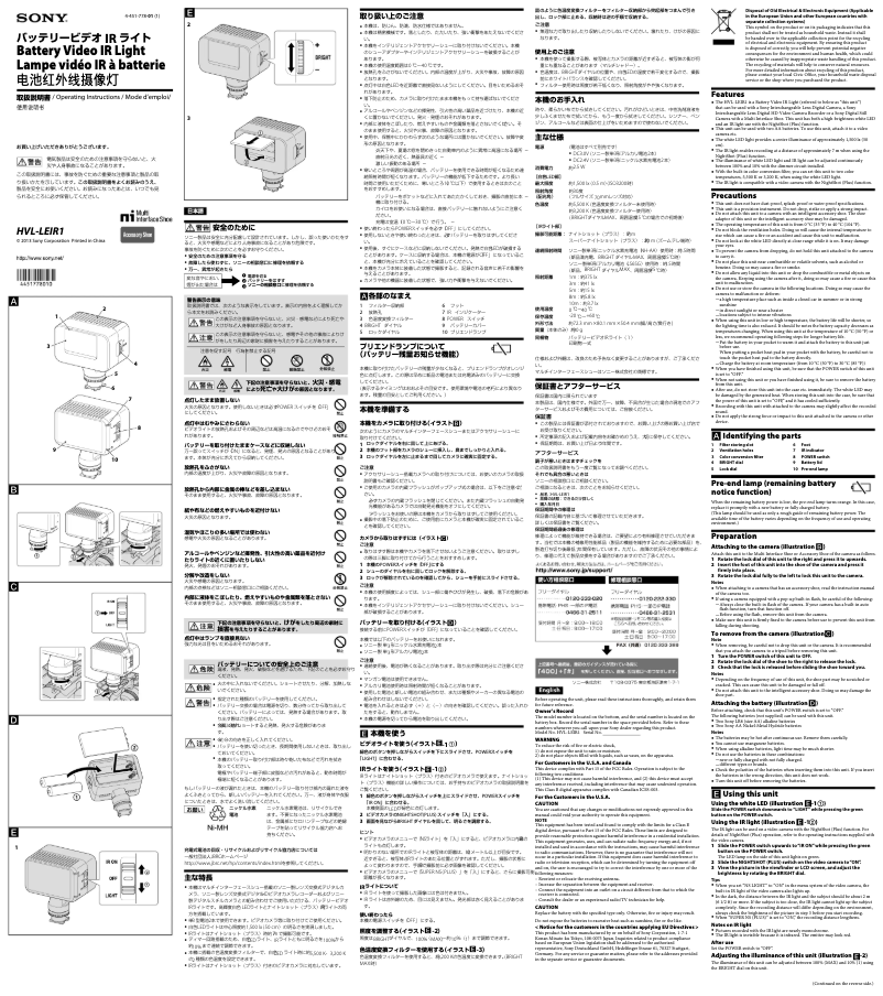 Page n°1 - Manuel utilisateur Sony HVL-LEIR1