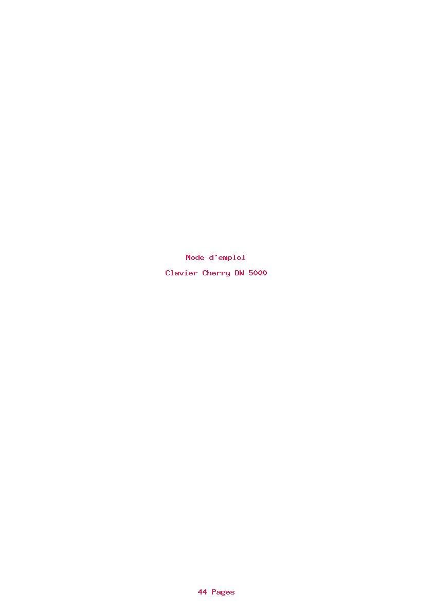 Page 1 de la notice Mode d'emploi Cherry DW 5000