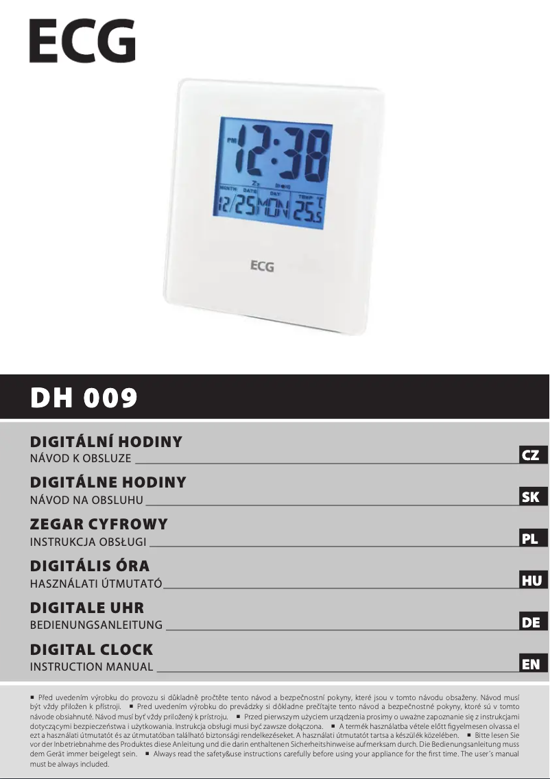 Page 1 of the manual User Manual ECG DH 009