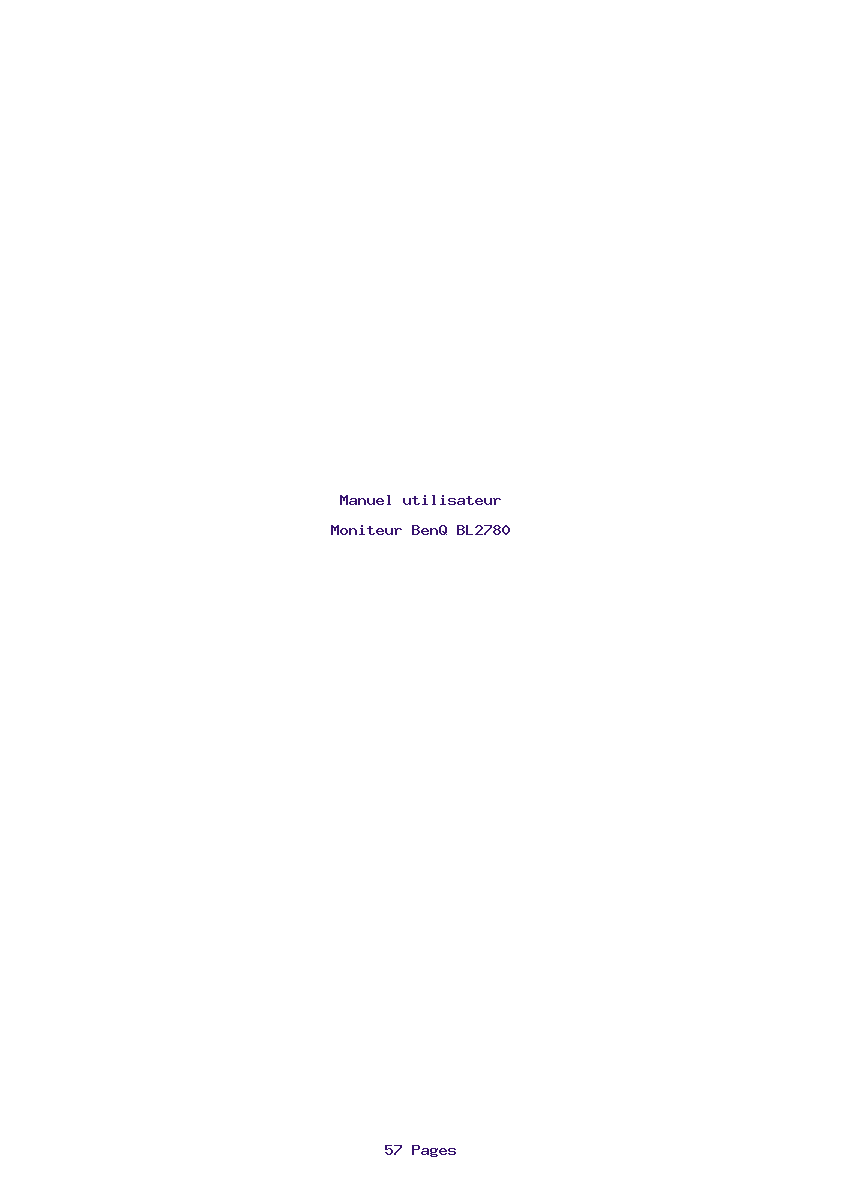 Page 1 de la notice Manuel utilisateur BenQ BL2780
