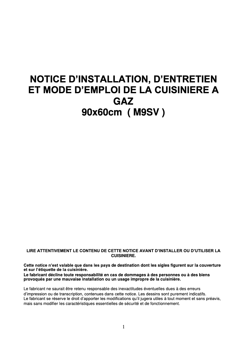 Page 1 de la notice Manuel utilisateur Germania TUS95C21DX