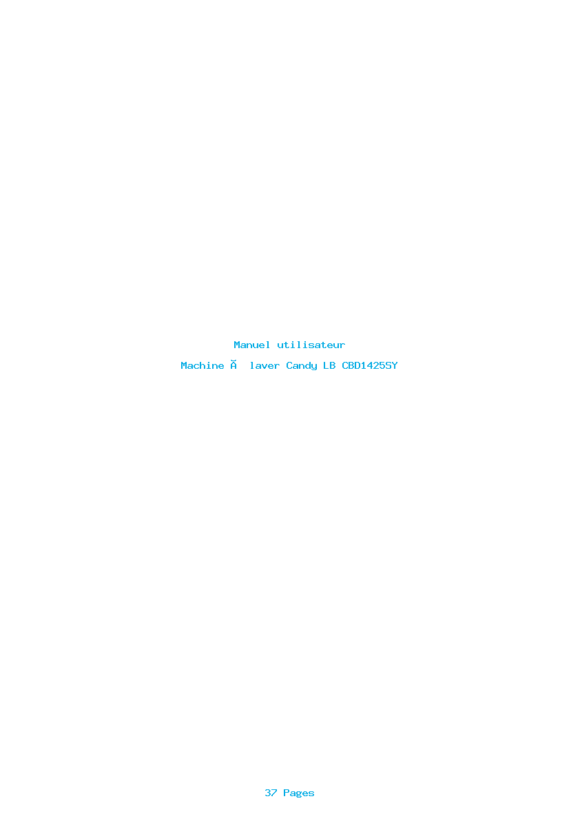 Page 1 de la notice Manuel utilisateur Candy LB CBD1425SY