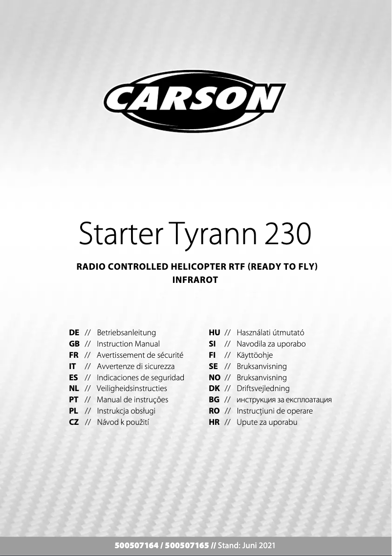 Page 1 de la notice Manuel utilisateur Carson Starter Tyrann 230