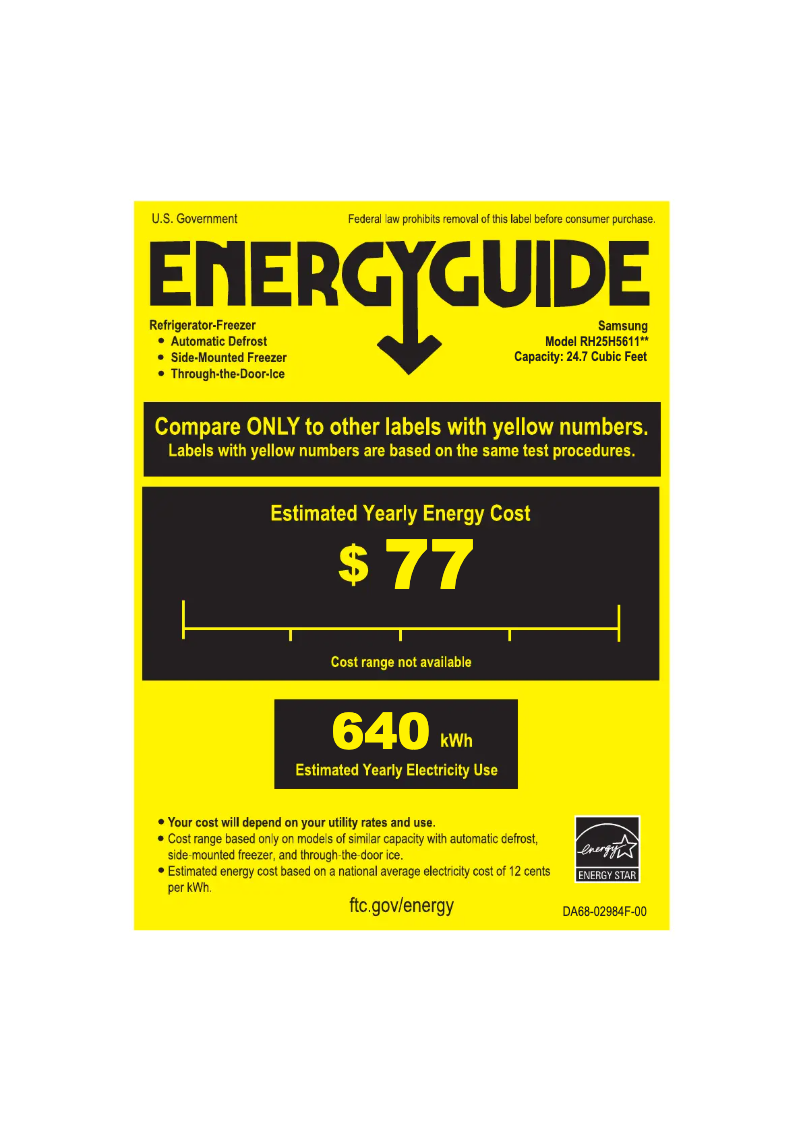 Página 1 del manual Etiqueta energética Samsung RH25H5611SR