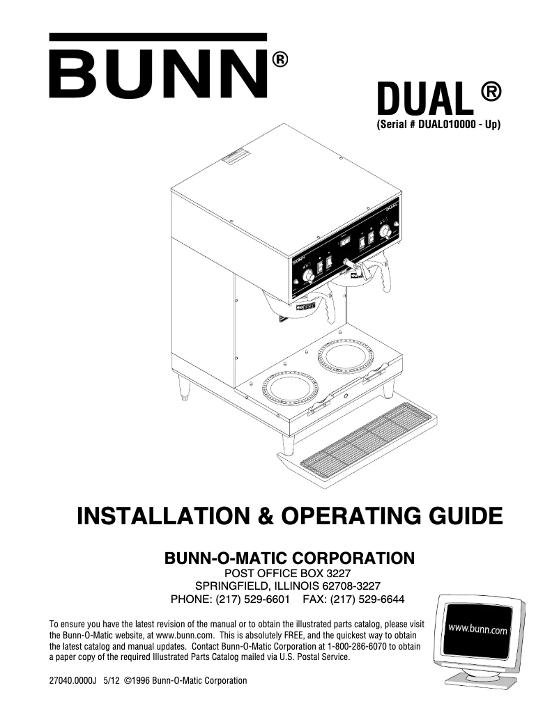 Page 1 de la notice Instructions / montage Bunn Dual