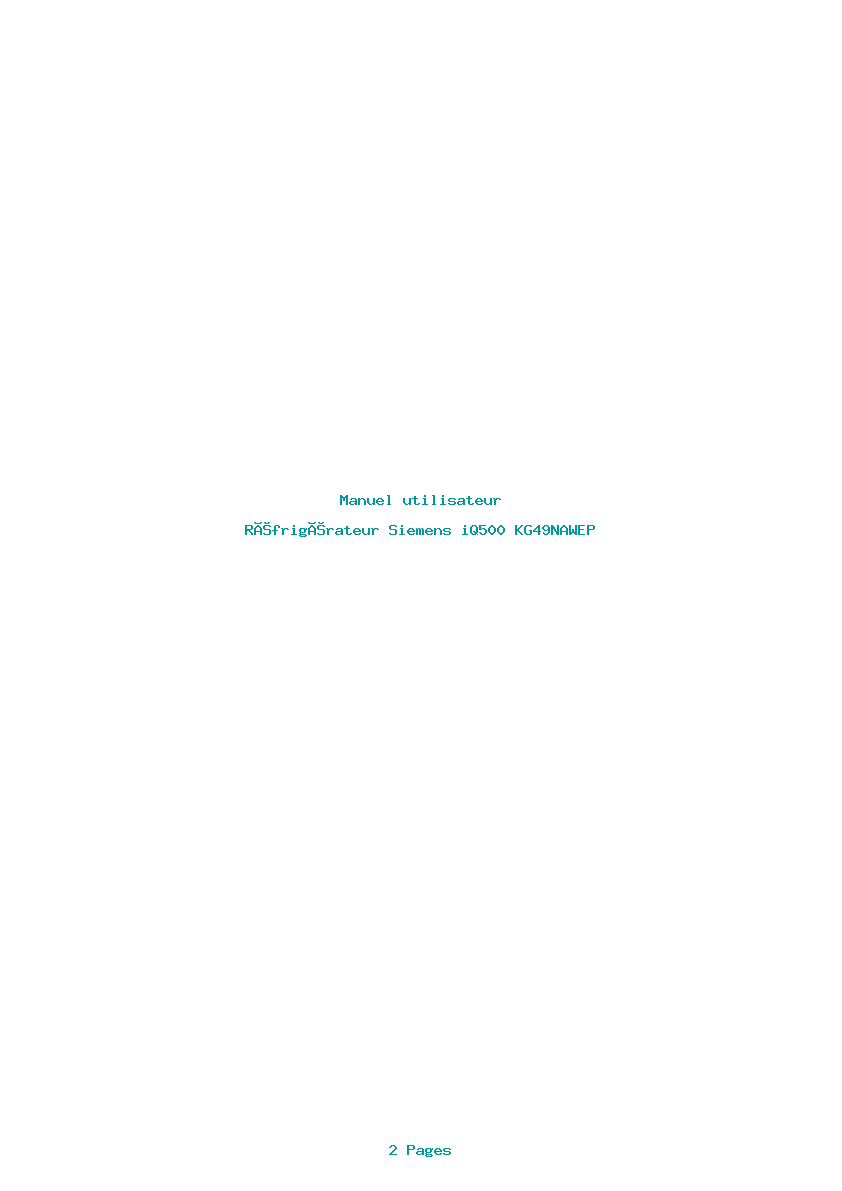 Page 1 de la notice Manuel utilisateur Siemens iQ500 KG49NAWEP