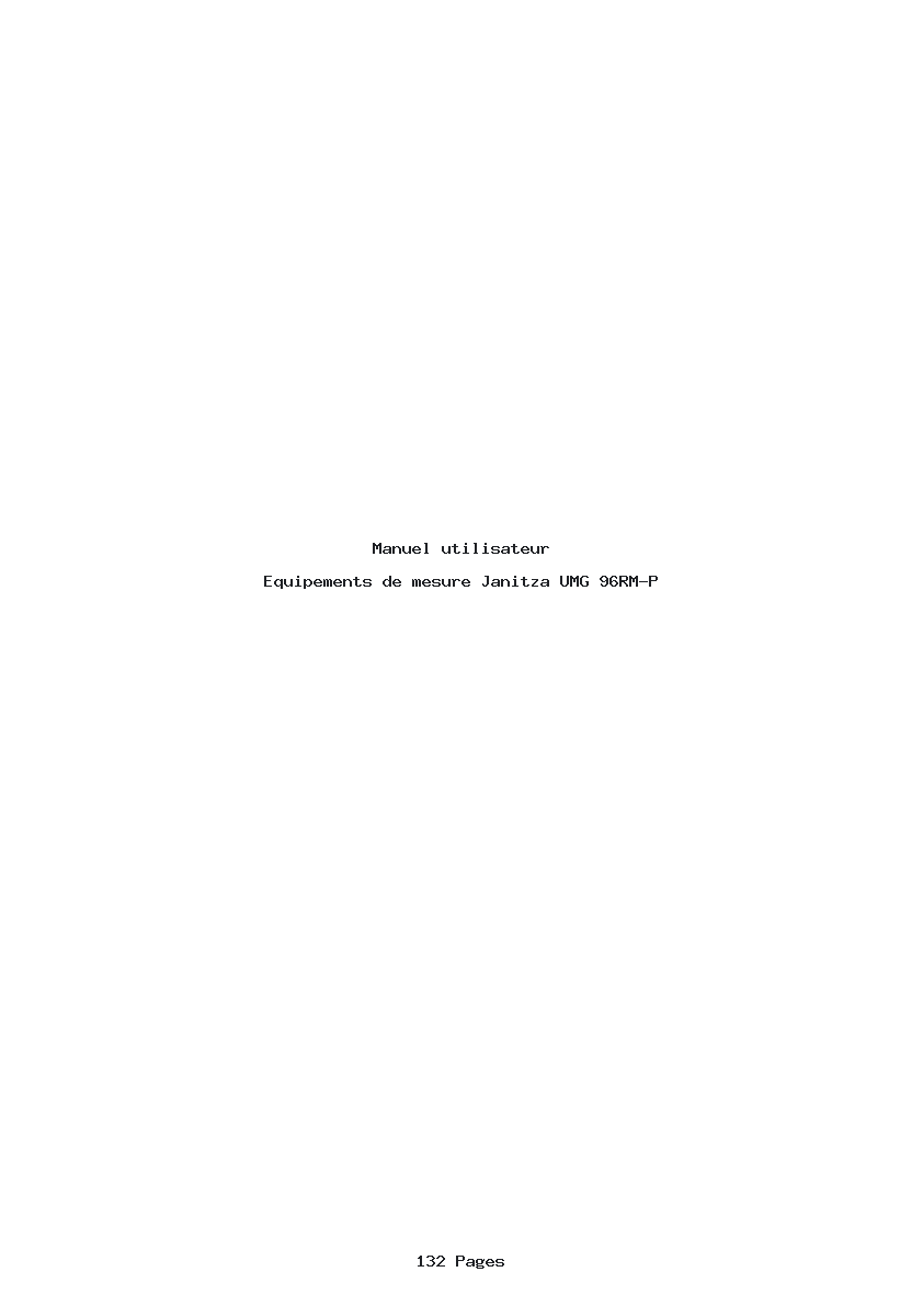 Page 1 de la notice Manuel utilisateur Janitza UMG 96RM-P