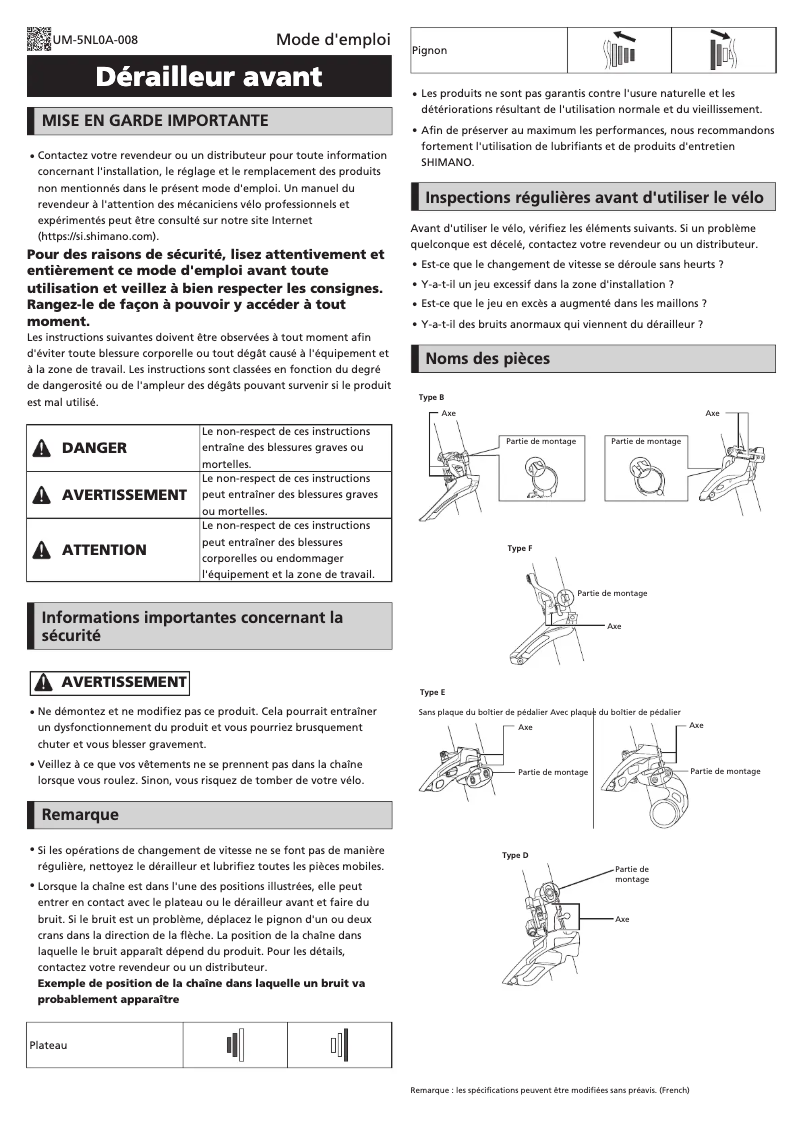 Página 1 del manual Manual de usuario Shimano FD-3503-F