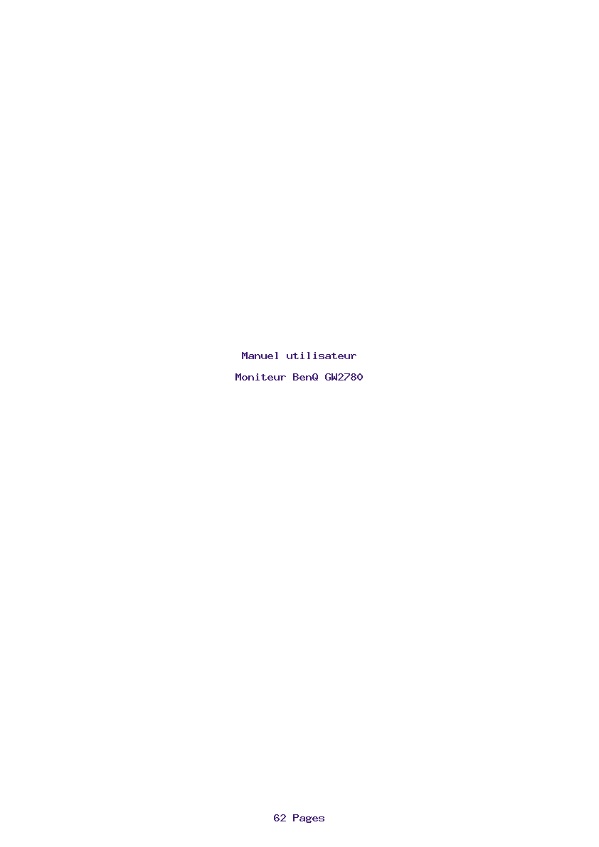 Page 1 de la notice Manuel utilisateur BenQ GW2780