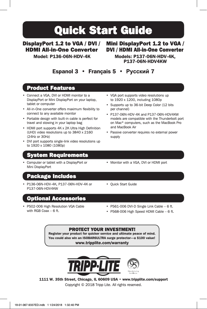 Page 1 of the manual User Manual Tripp Lite P137-06N-HDV4KW