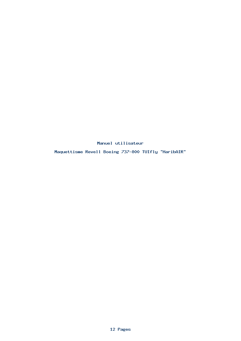 Page 1 de la notice Manuel utilisateur Revell Boeing 737-800 TUIfly "HaribAIR"