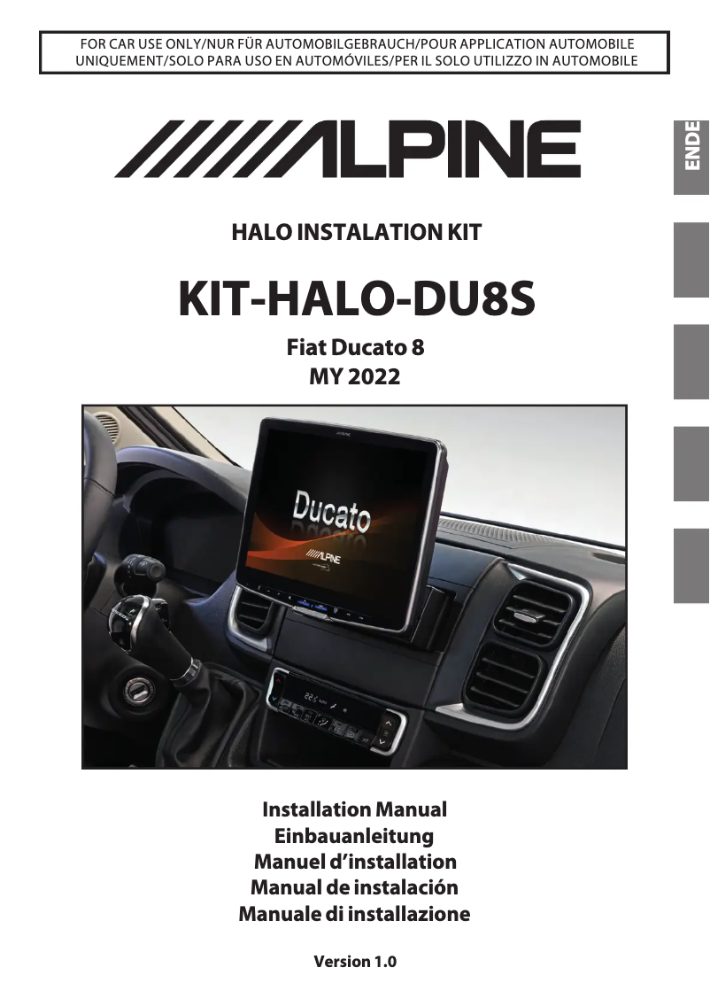 Page 1 de la notice Manuel utilisateur Alpine KIT-HALO-DU8S
