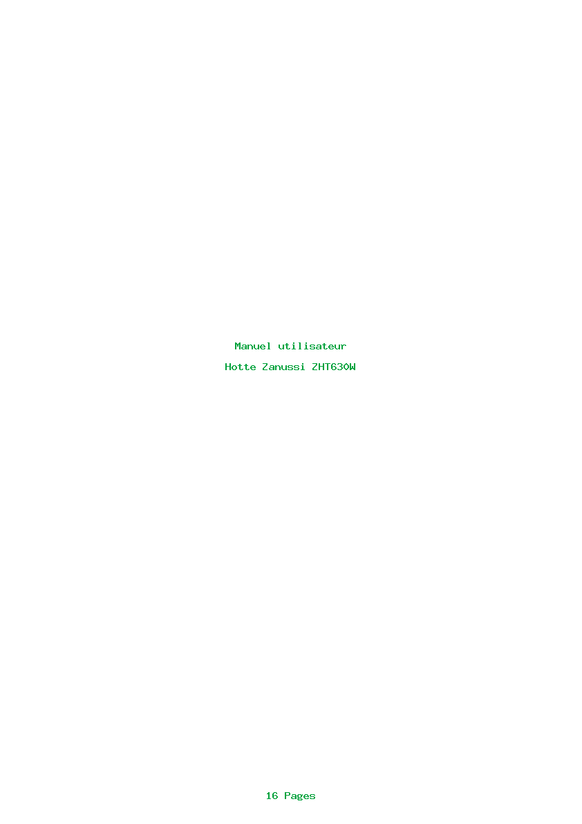 Page 1 de la notice Manuel utilisateur Zanussi ZHT630W