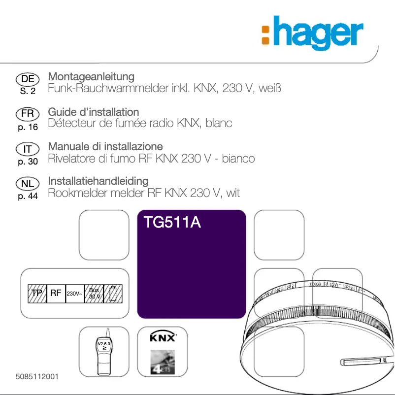 Page 1 de la notice Manuel utilisateur Hager TG511A