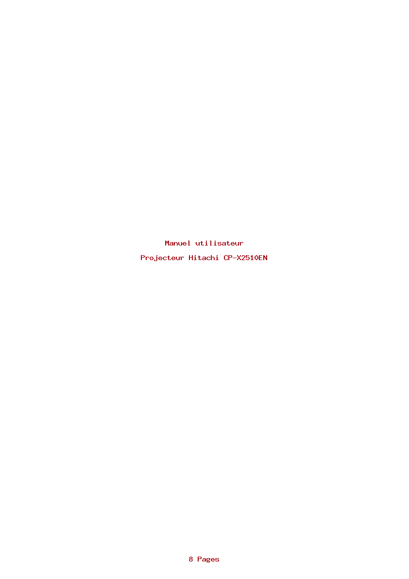 Page 1 de la notice Manuel utilisateur Hitachi CP-X2510EN