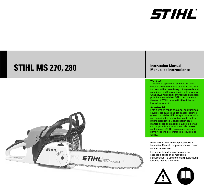 Page 1 de la notice Manuel utilisateur Stihl MS 270