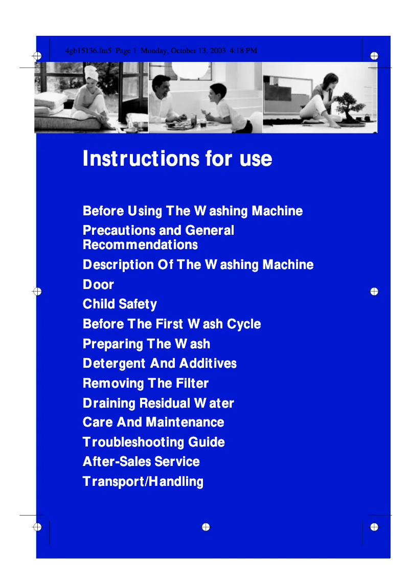 Page 1 of the manual User Manual Bauknecht WAE 8385/2