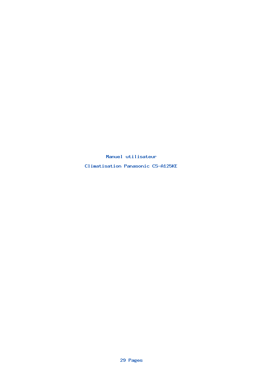Page 1 de la notice Manuel utilisateur Panasonic CS-A125KE