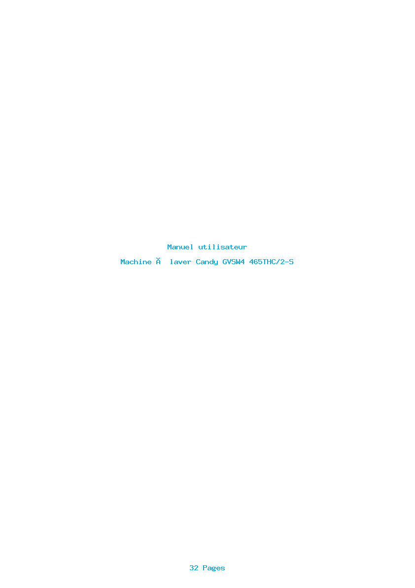 Page 1 de la notice Manuel utilisateur Candy GVSW4 465THC/2-S