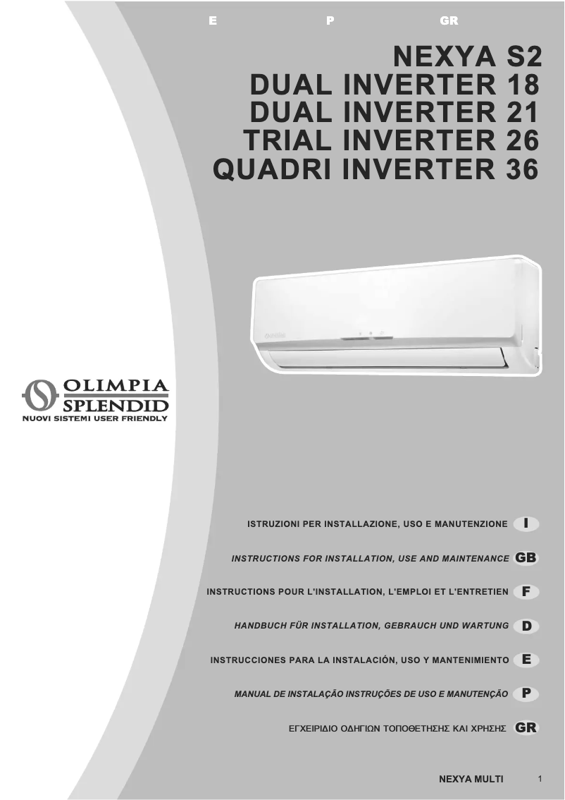 Página 1 del manual Manual de usuario Olimpia Splendid Nexya S2 Multi inverter
