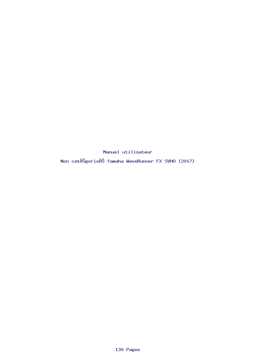 Page 1 de la notice Manuel utilisateur Yamaha WaveRunner FX SVHO (2017)