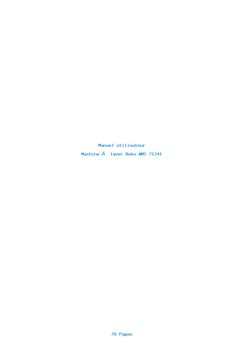 Page 1 de la notice Manuel utilisateur Beko WMI 71241