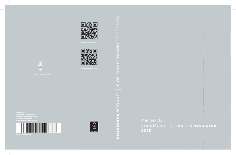 Page 1 de la notice Manuel utilisateur Lincoln Navigator (2013)
