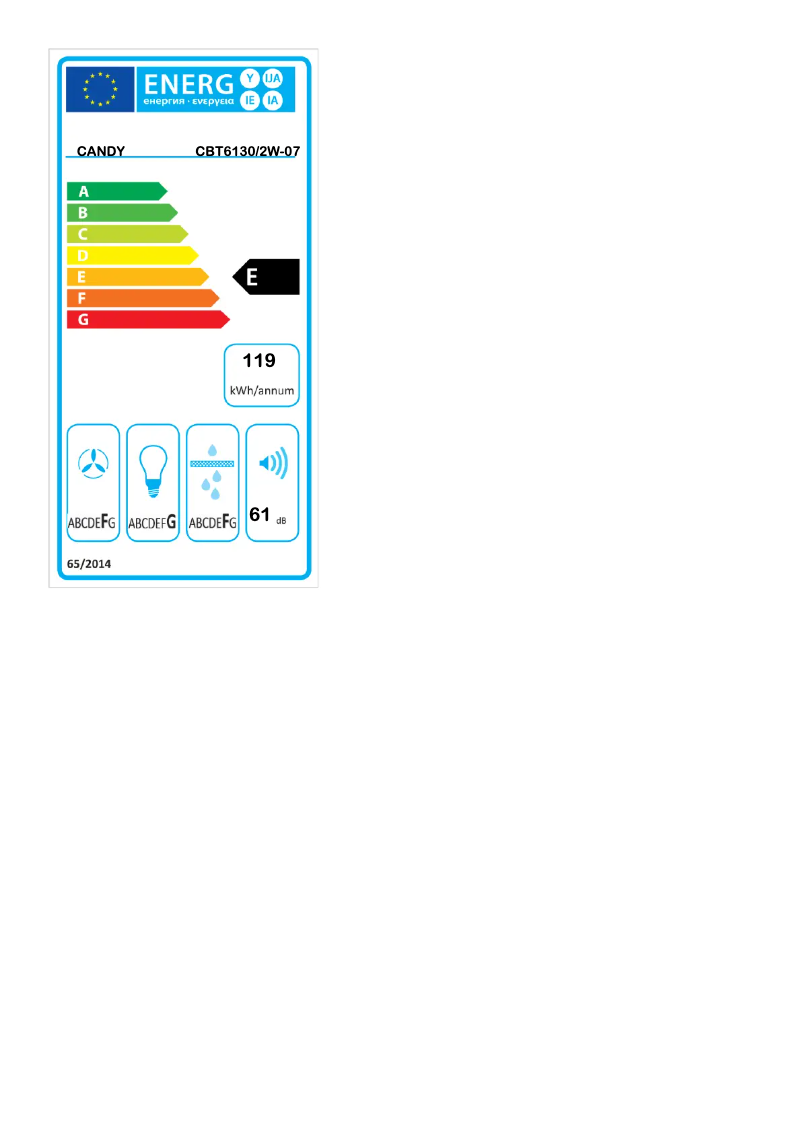 Page 1 de la notice Label énergétique Candy CBT6130/2W-07
