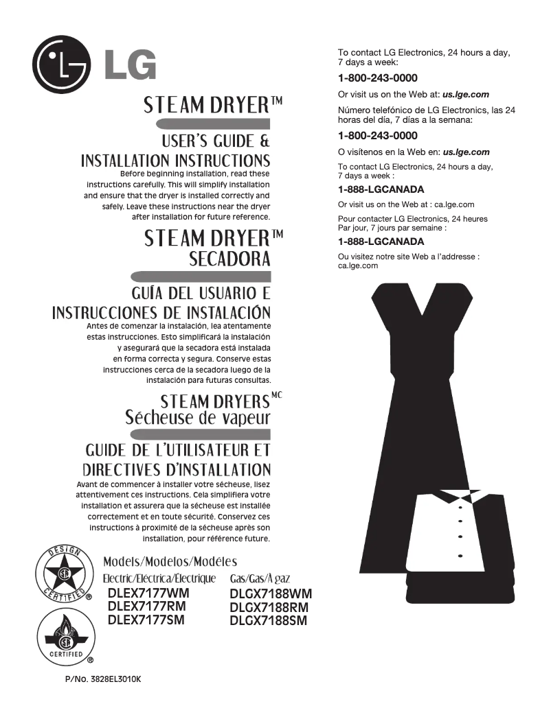 Page 1 de la notice Manuel utilisateur LG DLEX7177RM