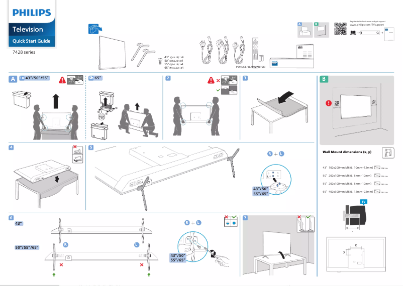 Page 1 de la notice Guide de démarrage rapide Philips 65PUT7428