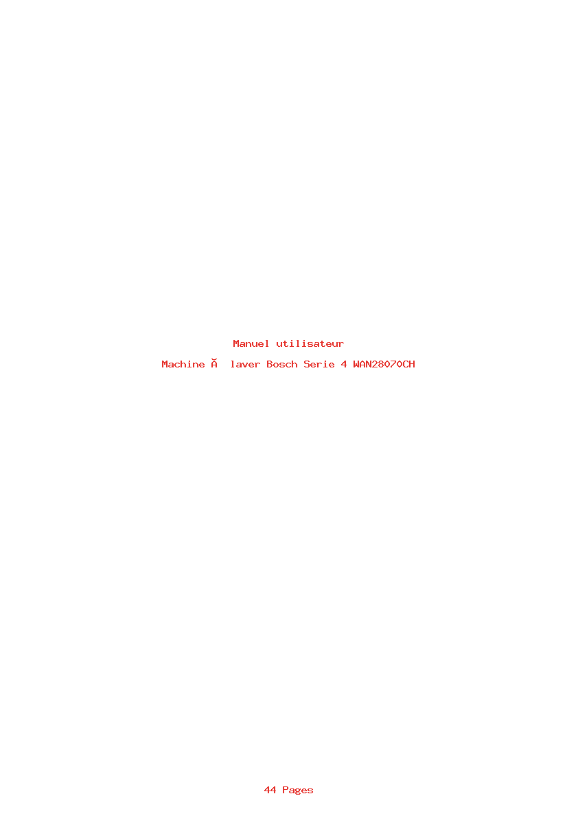 Page 1 de la notice Manuel utilisateur Bosch Serie 4 WAN28070CH