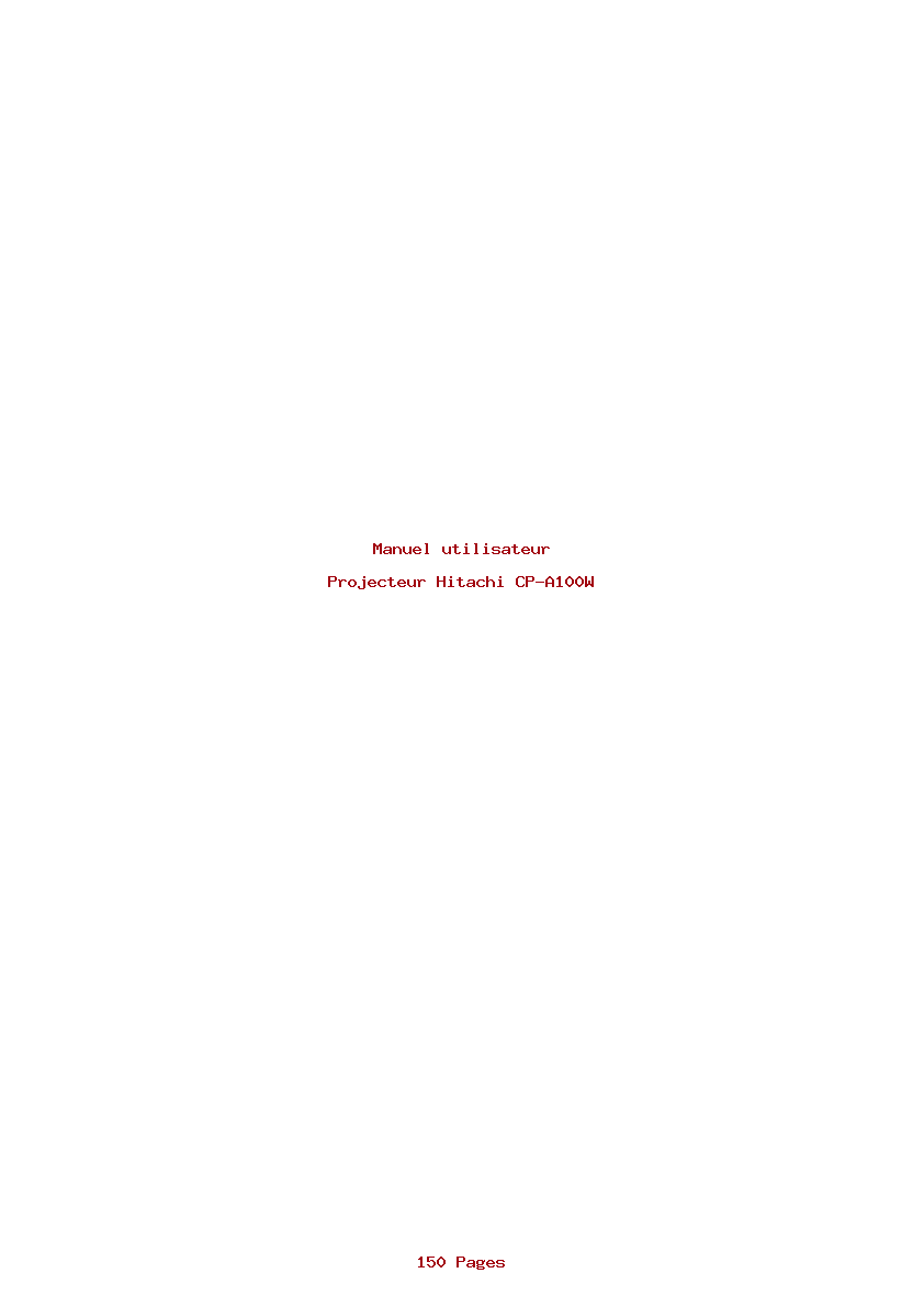 Page 1 de la notice Manuel utilisateur Hitachi CP-A100W