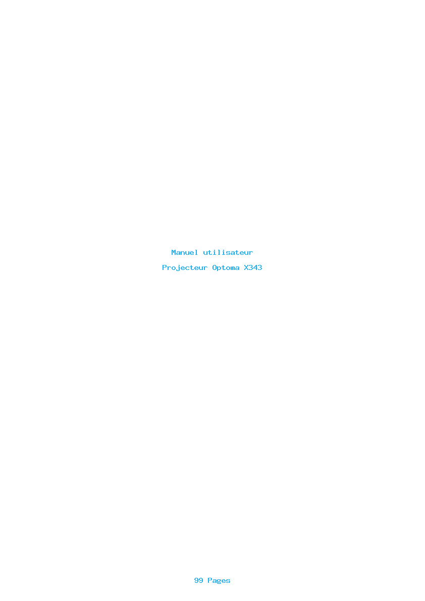Page 1 de la notice Manuel utilisateur Optoma X343