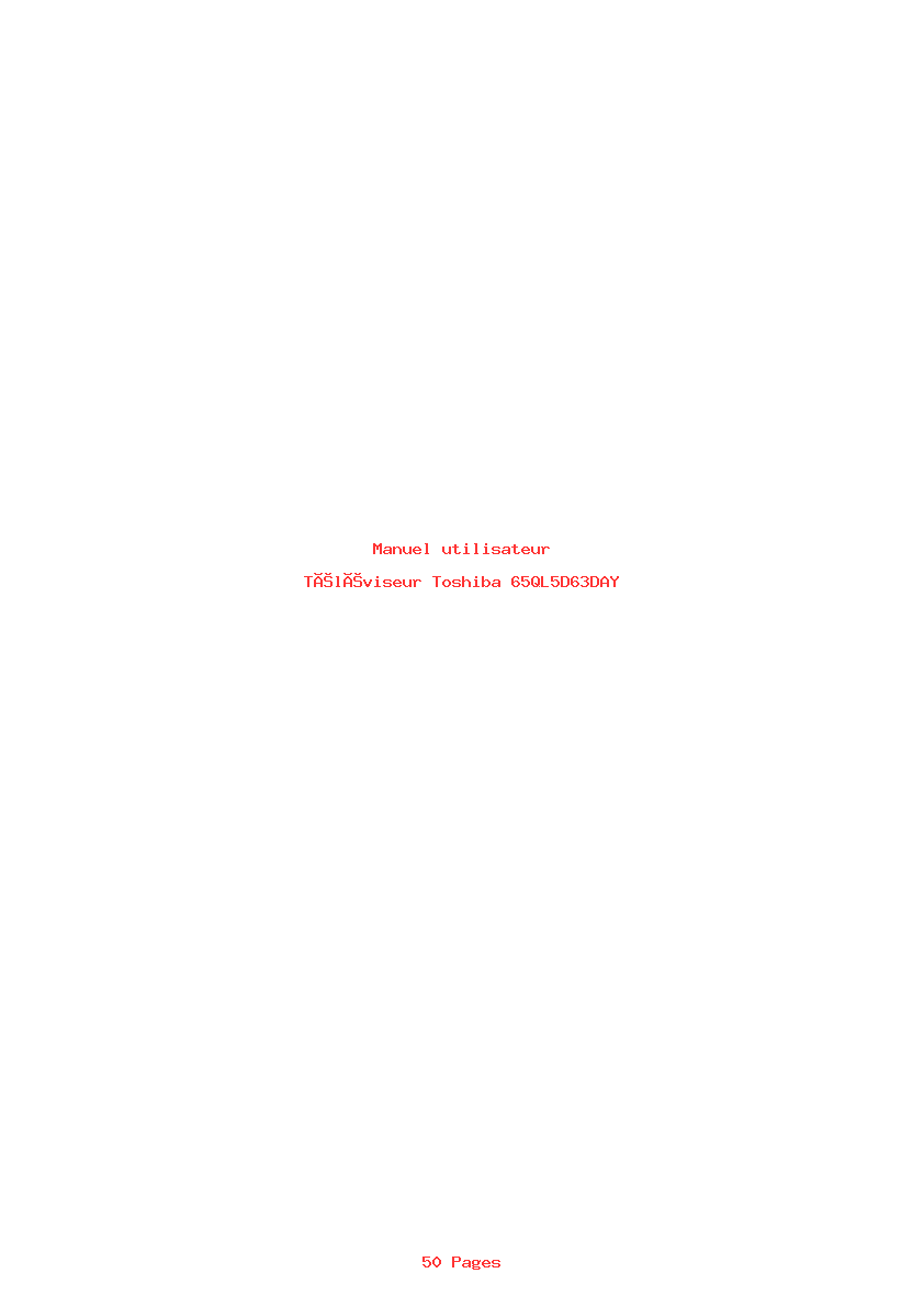 Page 1 de la notice Manuel utilisateur Toshiba 65QL5D63DAY