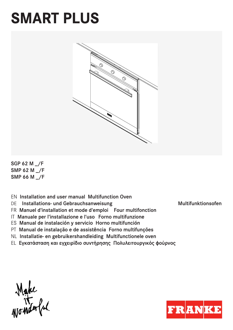 Page 1 de la notice Manuel utilisateur Franke SGP 62 M OA/F