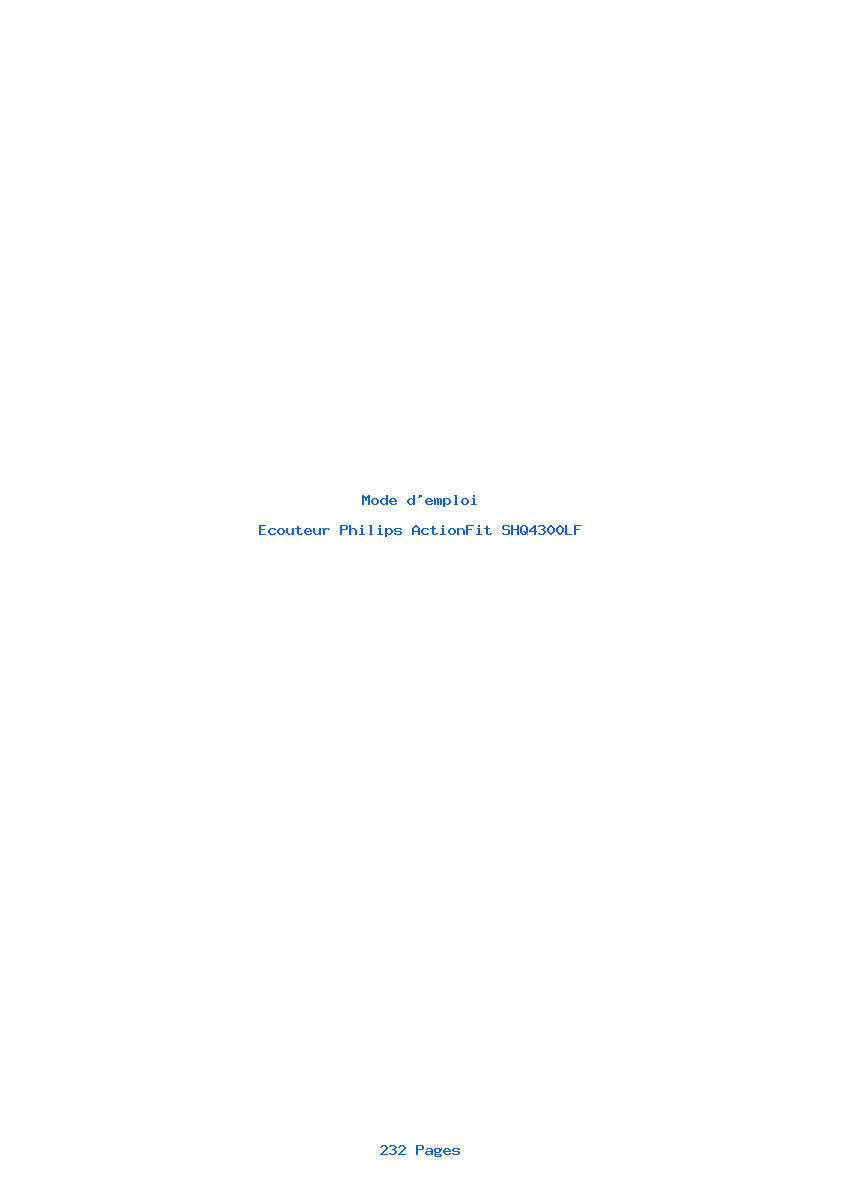 Page 1 de la notice Mode d'emploi Philips ActionFit SHQ4300LF