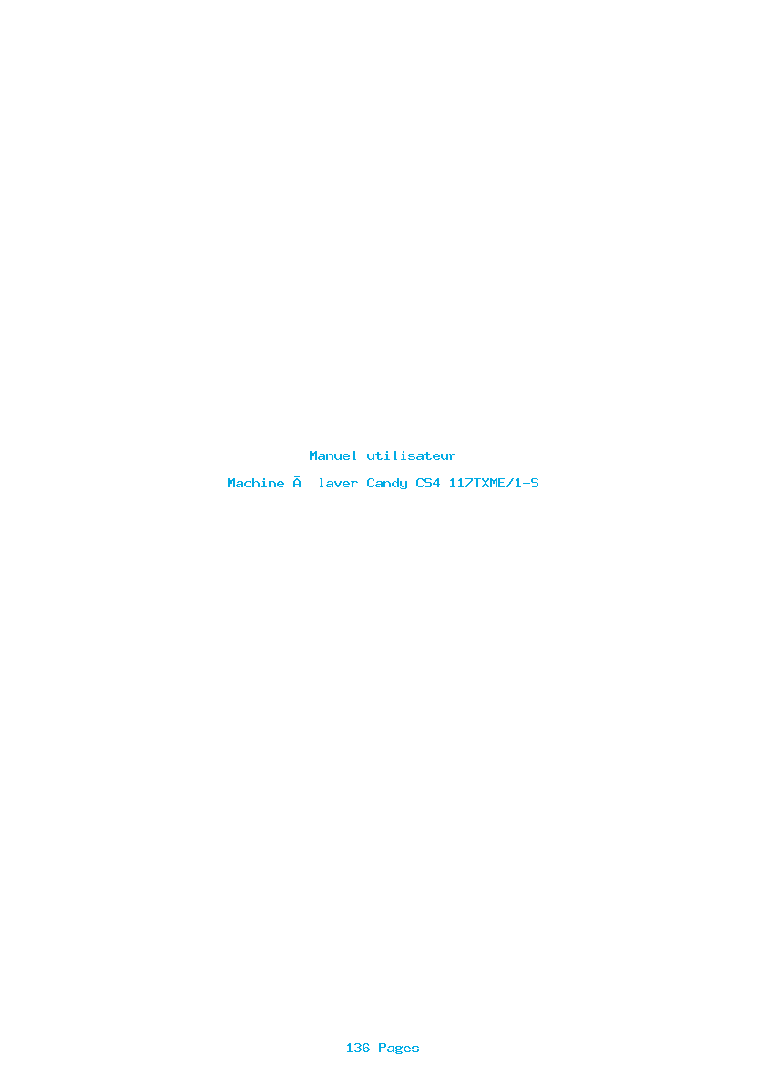 Page 1 de la notice Manuel utilisateur Candy CS4 117TXME/1-S