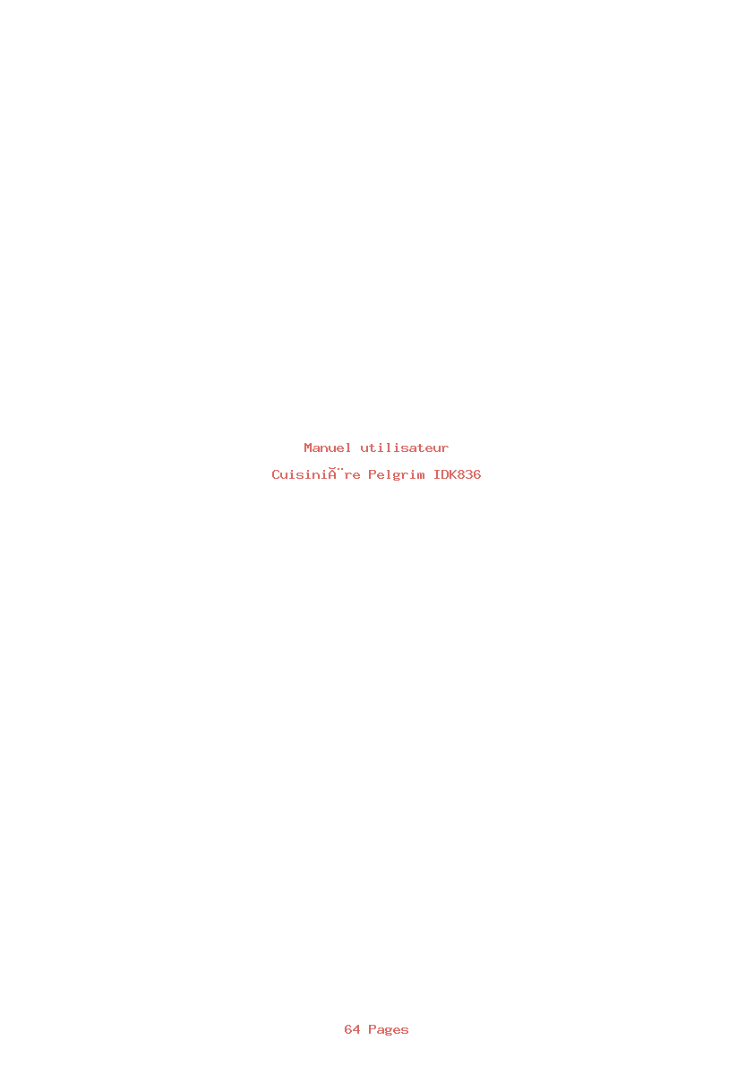 Page 1 de la notice Manuel utilisateur Pelgrim IDK836