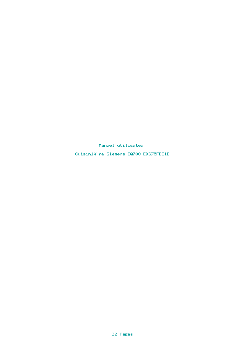 Page 1 de la notice Manuel utilisateur Siemens IQ700 EX675FEC1E