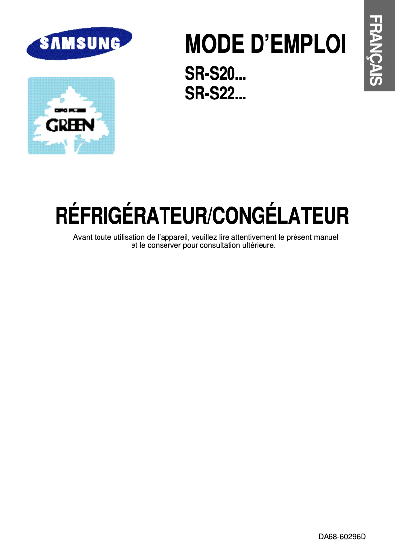 Page 1 de la notice Manuel utilisateur Samsung SR-S22FTC