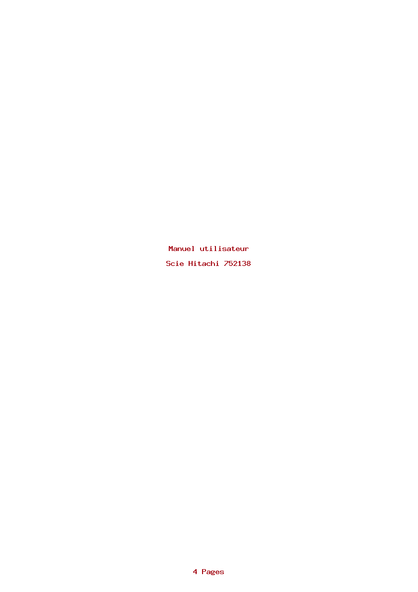 Page 1 de la notice Manuel utilisateur Hitachi 752138