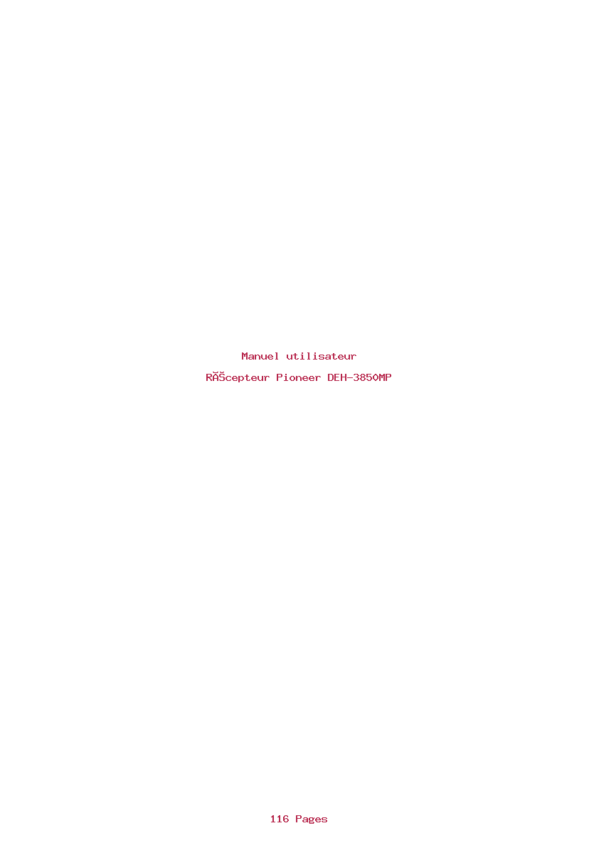 Page 1 de la notice Manuel utilisateur Pioneer DEH-3850MP