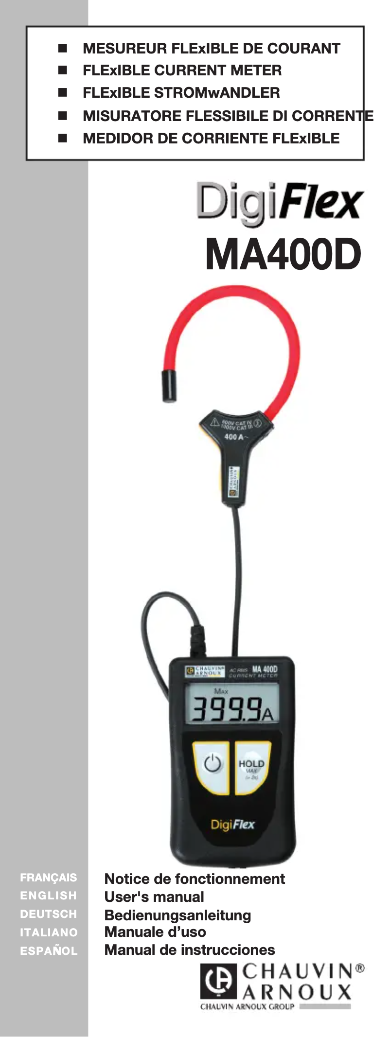 Page 1 de la notice Manuel utilisateur Chauvin Arnoux DigiFlex MA400D