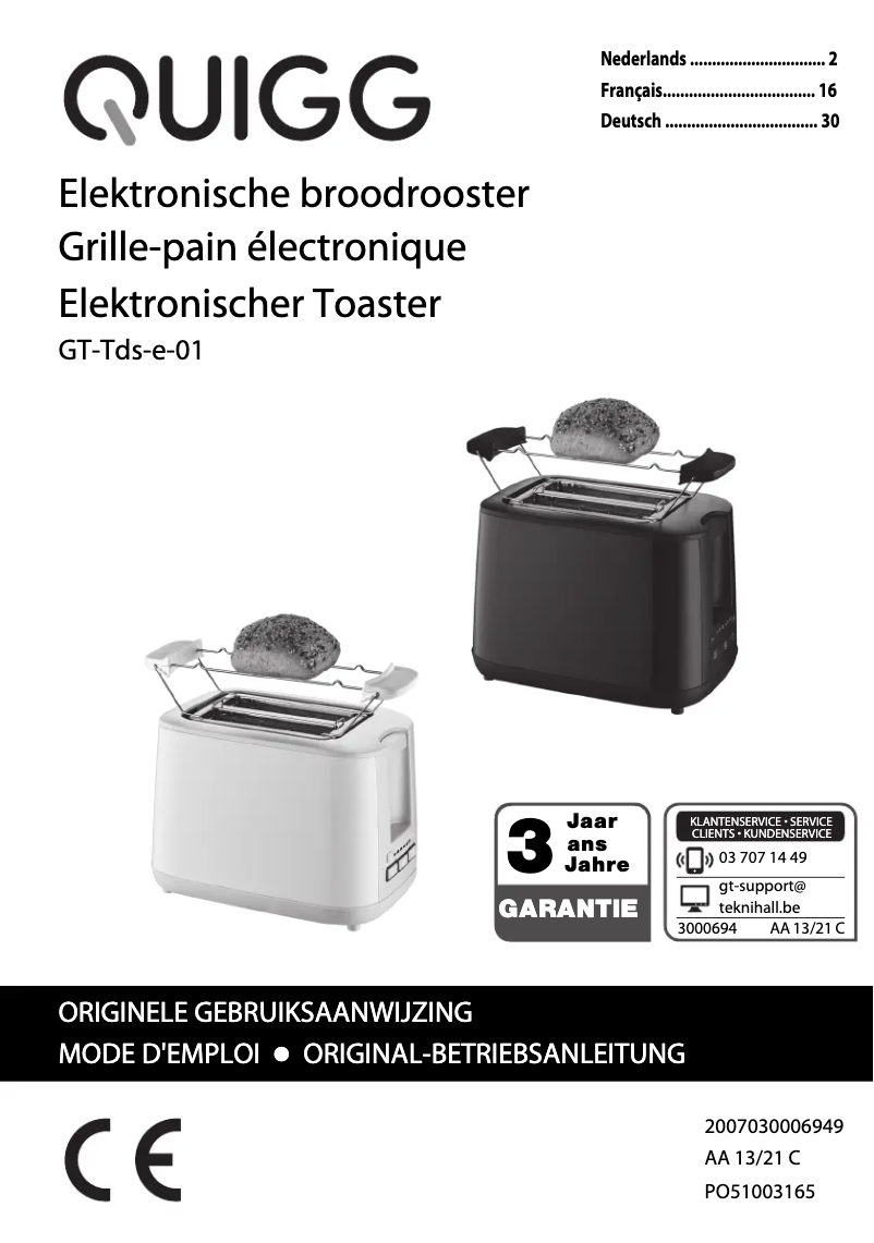 Page 1 de la notice Manuel utilisateur Quigg GT-Tds-e-01