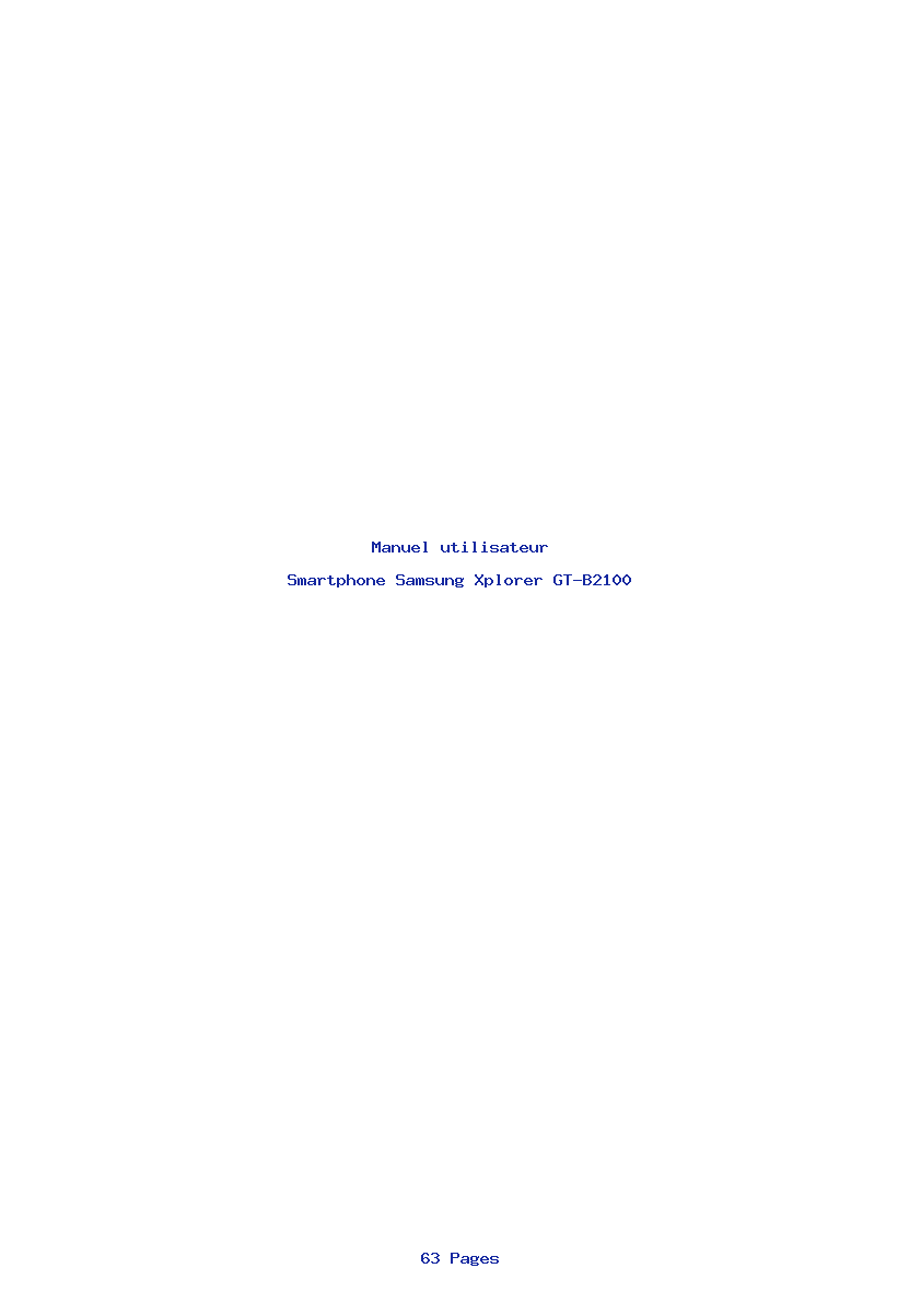 Page 1 de la notice Manuel utilisateur Samsung Xplorer GT-B2100