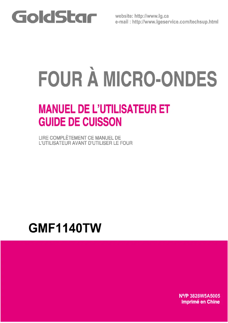 Page 1 de la notice Manuel utilisateur LG GMF1140TW