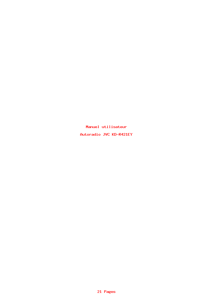Page 1 de la notice Manuel utilisateur JVC KD-R421EY